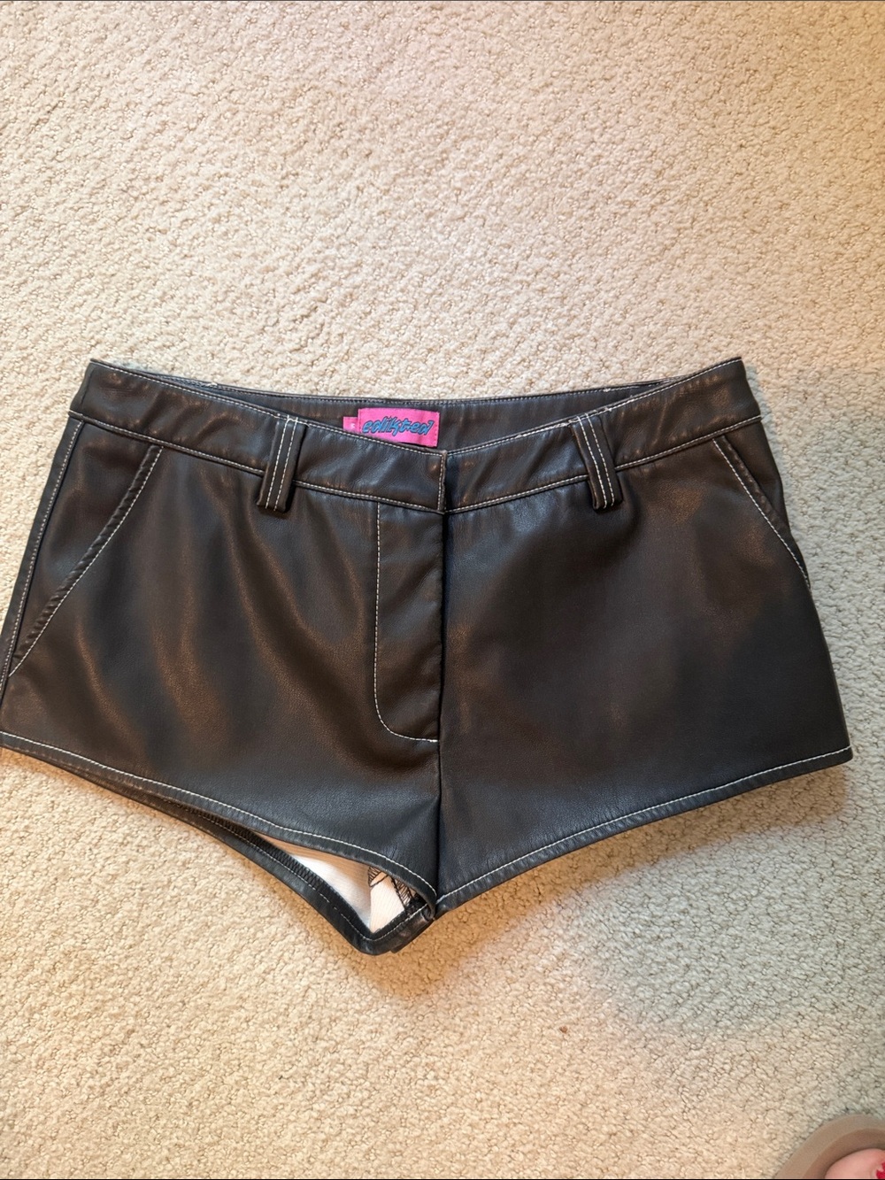 Edikted Faux Leather Micro Shorts like new